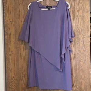 Purple asymmetric drape dress